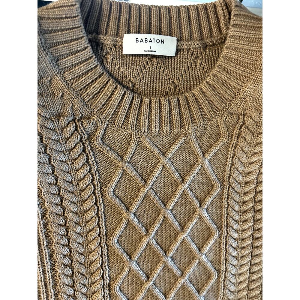 Aritzia Babaton Seek Cable Kit Sweater In Heather Gold/Camel Size S - Picture 6 of 9